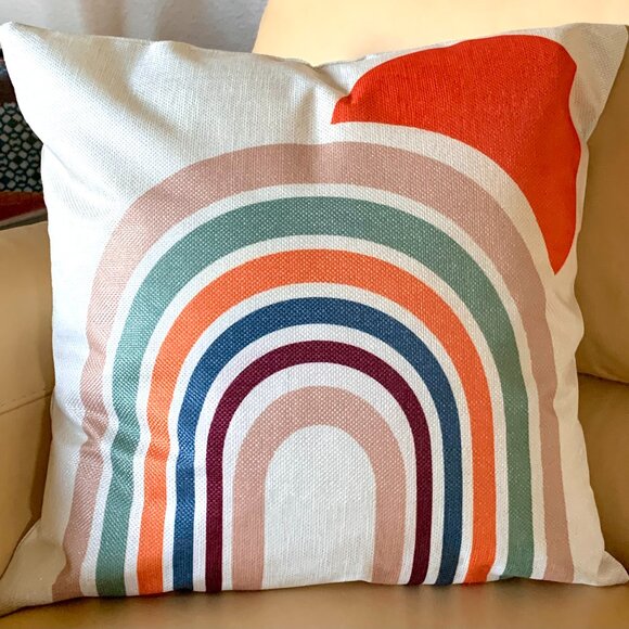 18" Colorful Abstract Boho Rainbow Geometric Art Throw Pillow Cover New - Picture 1 of 3